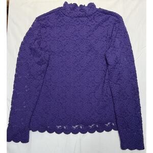 Coldwater Creek Large top Purple Floral Raised Pattern‎ Women's Pullover lined